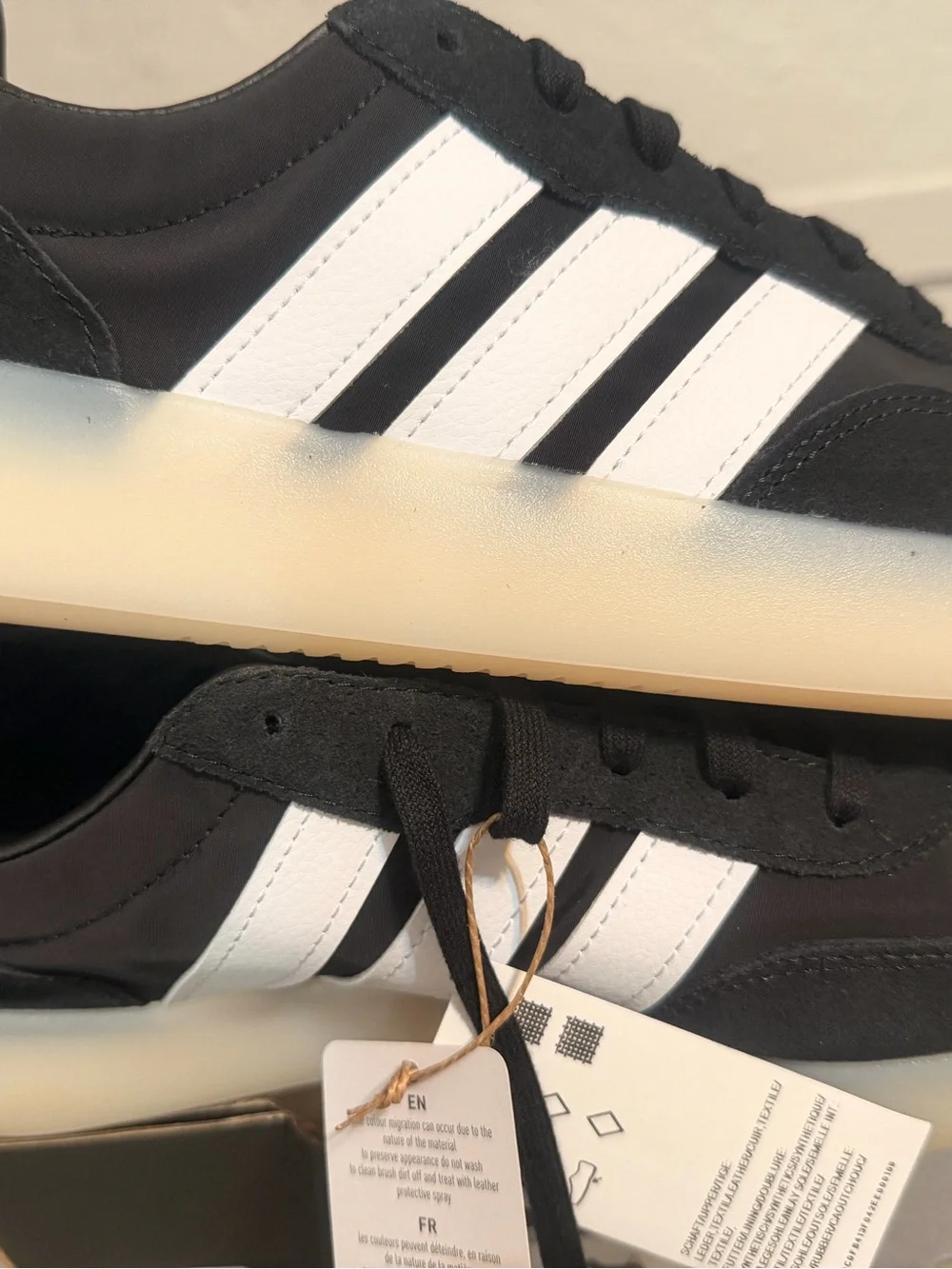 adidas Black and White Low-Top Sneaker with Off-White Midsole